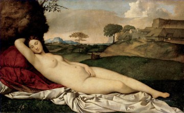  durmiente Pintura - Giorgione Venus durmiente